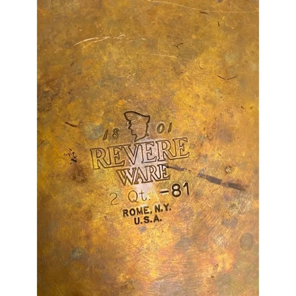 Vintage Revere Ware 2 Qt Copper Clad Bottom Saucepan Stainless Steel 1801 No Lid
